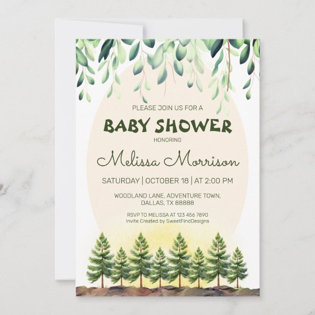 Invitación Woodland Sunrise Baby Boy Shower (Anverso)