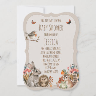 Invitación Woodland Theme Neutral Baby Shower