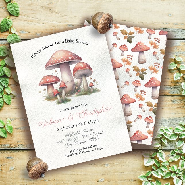 Invitación Woodland Toadstool Mushroom Baby Shower (Subido por el creador)