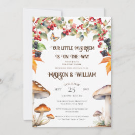 Invitación Woodland Toadstool Mushroom Fall Baby Shower