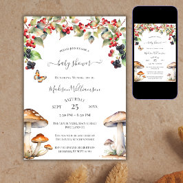 Invitación Woodland Toadstool Mushroom Fall Baby Shower