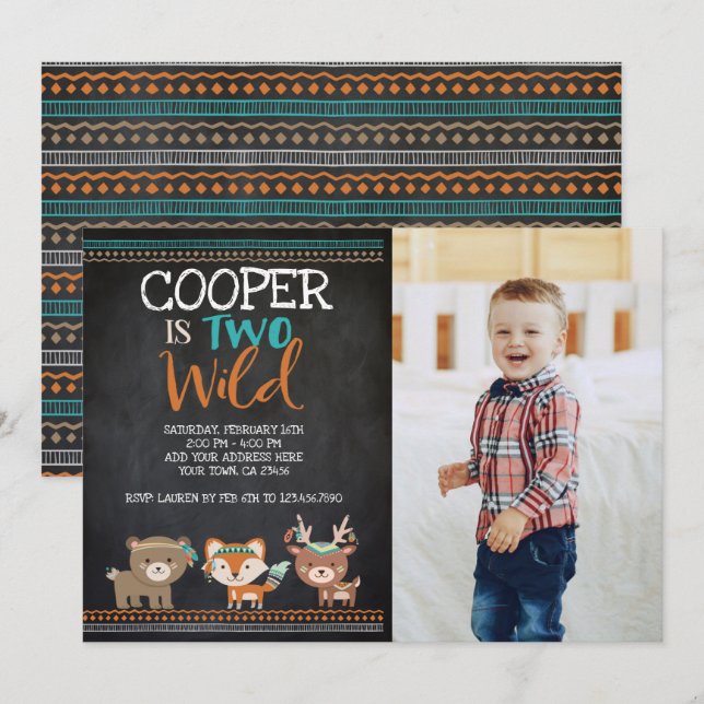 Invitación Woodland tribal (Anverso / Reverso)