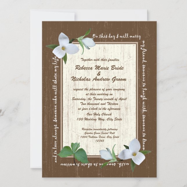 Invitación Woodland Trillium Boda (Anverso)