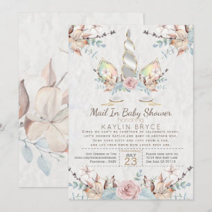 Invitación Woodland Unicorn Virtual Baby Shower Kaylin2