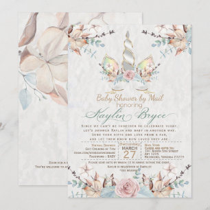 Invitación Woodland Unicorn Virtual Baby Shower Kaylin4a Inv