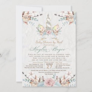 Invitación Woodland Unicorn Virtual Baby Shower Kaylin7 Inv
