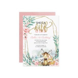 Invitación Woodland verde es salvaje un primer cumpleaños