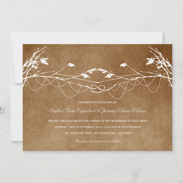 Invitación Woodland Vintage Knoed Love Tree Nature Boda (Anverso)