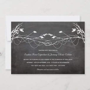 Invitación Woodland Vintage Knoted Tree Chalkboard Boda