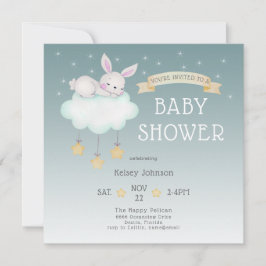 Invitación Woodland Watercolor Bunny Starry Baby Shower