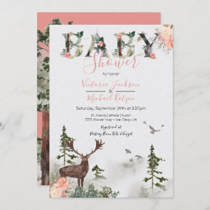 Invitación Woodland Watercolor Forest Baby Shower