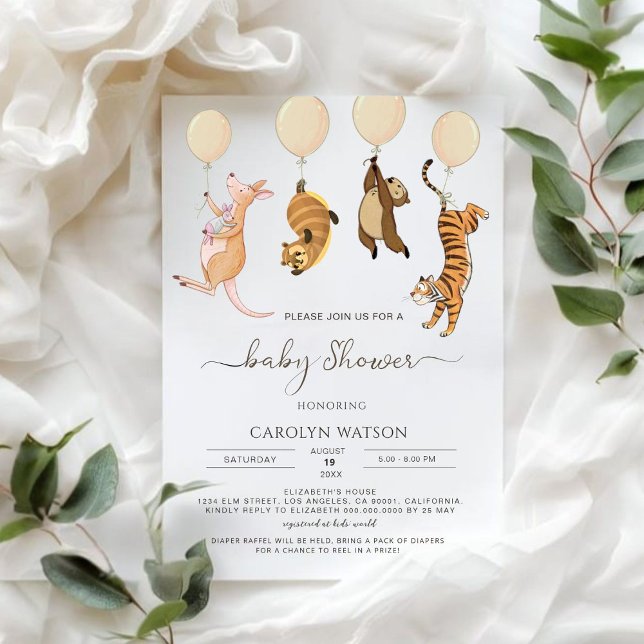 Invitación Woodland Watercolor Kangaroo Baby Shower (Subido por el creador)