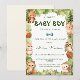 Invitación Woodland Watercolor Rustic Swetic Baby Shower