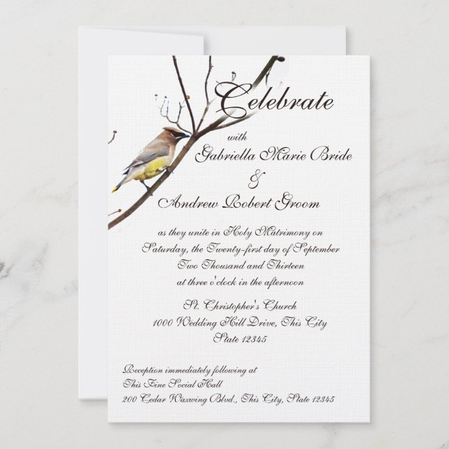 Invitación Woodland Waxwing (Anverso)