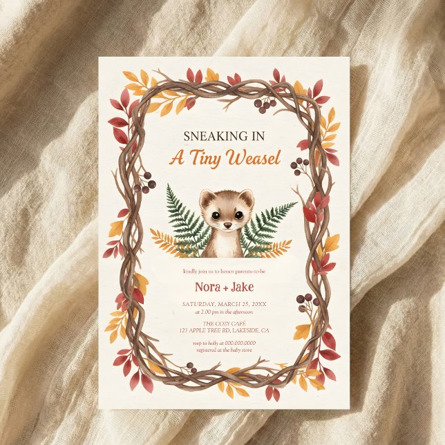 Invitación Woodland weasel baby shower (Subido por el creador)