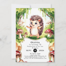 Invitación Woodland Whimsical Hedgehog Cumpleaños