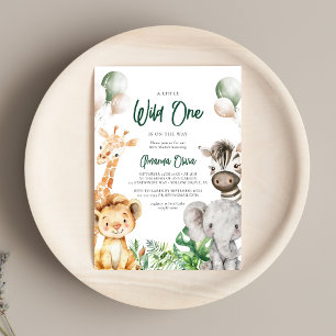Invitación Woodland Wild One Animal Safari Baby Shower