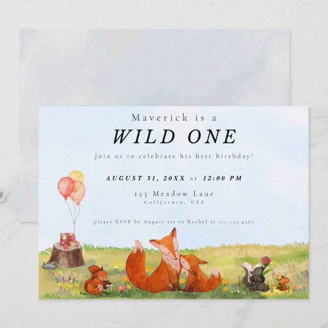 Invitación Woodland Wild One First Birthday Invitation (Anverso / Reverso)