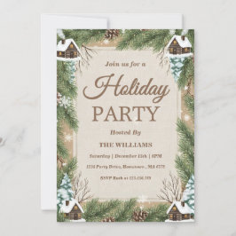 Invitación Woodland Winter Lodge Holiday Gathering
