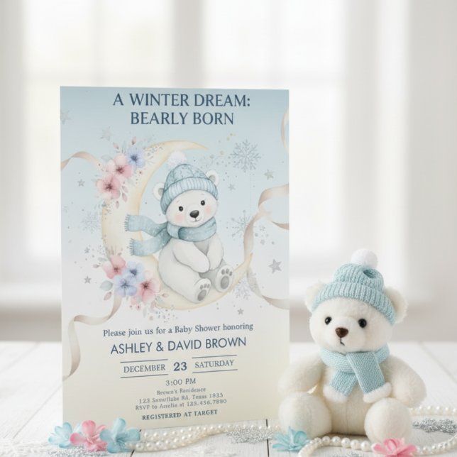 Invitación woodland winter snowflake floral baby shower blue (Subido por el creador)