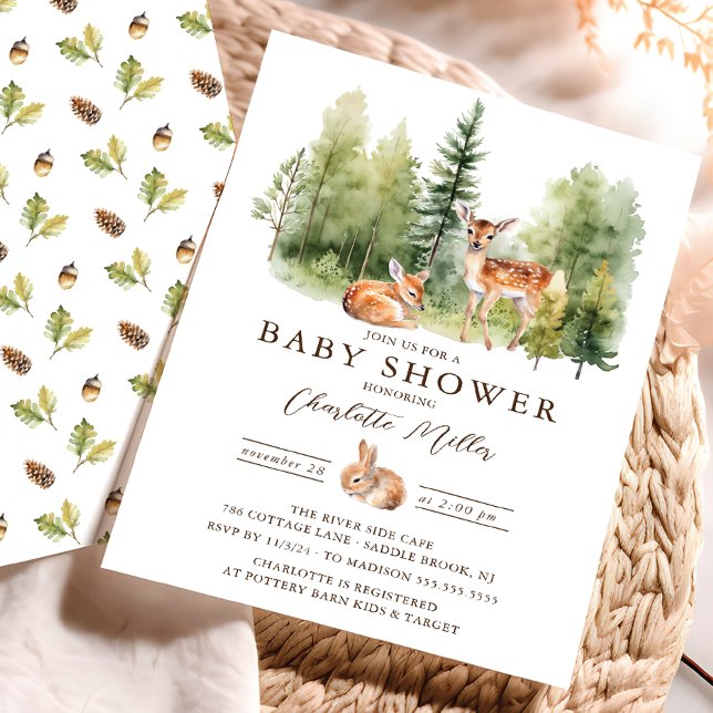 Invitación Woodland Wonder Deer Baby Shower (Subido por el creador)