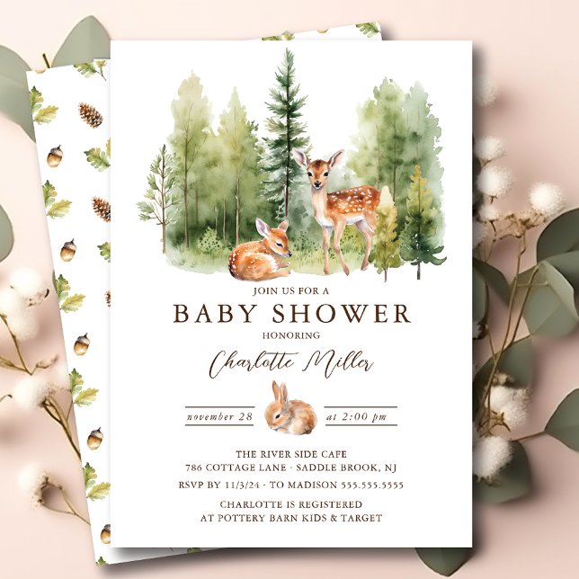 Invitación Woodland Wonder Deer Baby Shower (Subido por el creador)