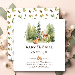 Invitación Woodland Wonder Deer Baby Shower