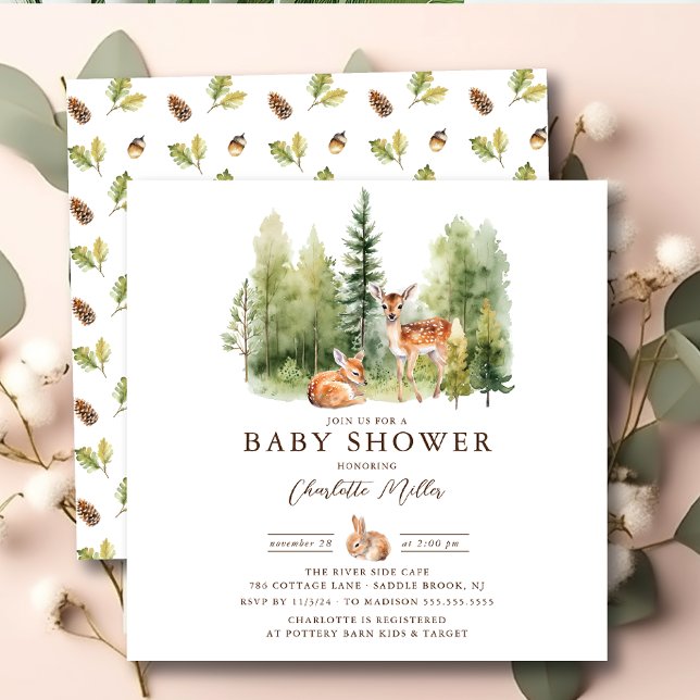Invitación Woodland Wonder Deer Baby Shower (Subido por el creador)