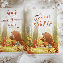 Invitación Woodland Wonder - Teddy Bear Picnic Primer Cumplea