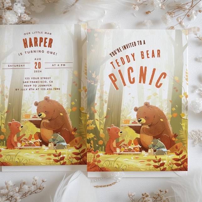 Invitación Woodland Wonder - Teddy Bear Picnic Primer Cumplea (Subido por el creador)