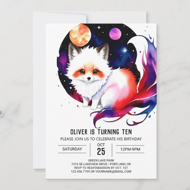 Invitación Woodland Wonderland Fox Birthday (Anverso)