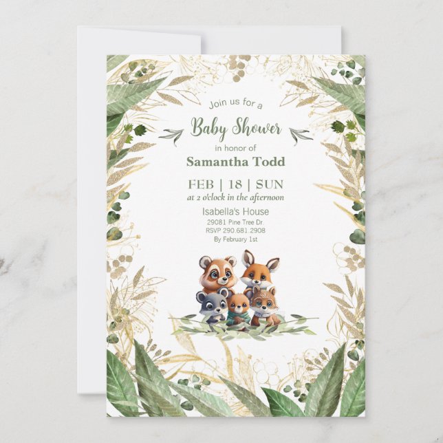 Invitación Woodland Wonders: Únete a nosotros para un Baby Sh (Anverso)