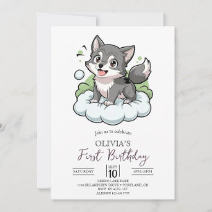 Invitación Woodland Woods Lobo Digital Primer Cumpleaños