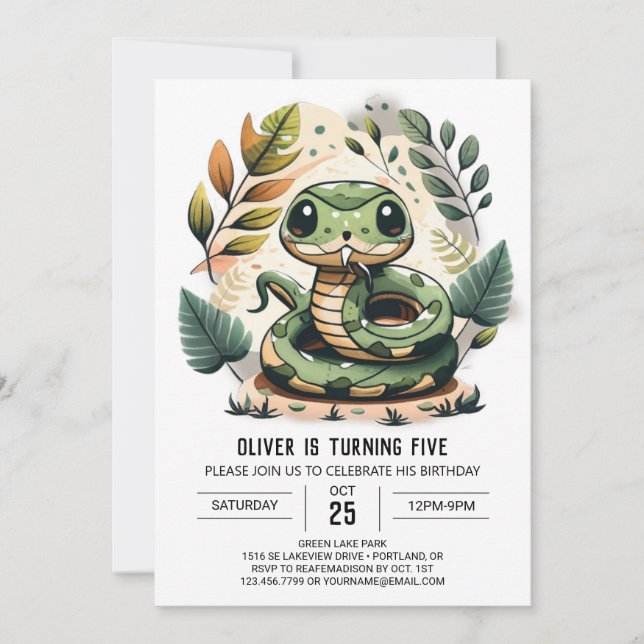 Invitación Woods Python Fiesta Cumpleaños (Anverso)