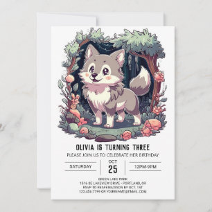 Invitación Woods Simple Digital Wolf Birthday