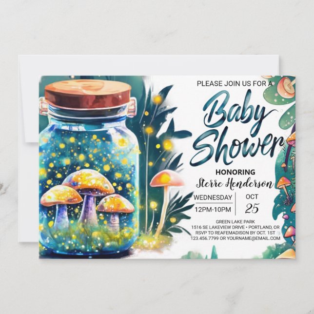 Invitación Woods Toadstool Baby Shower (Anverso)