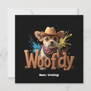 Invitación Woofdy Funny Western Cowboy Dog en Texas