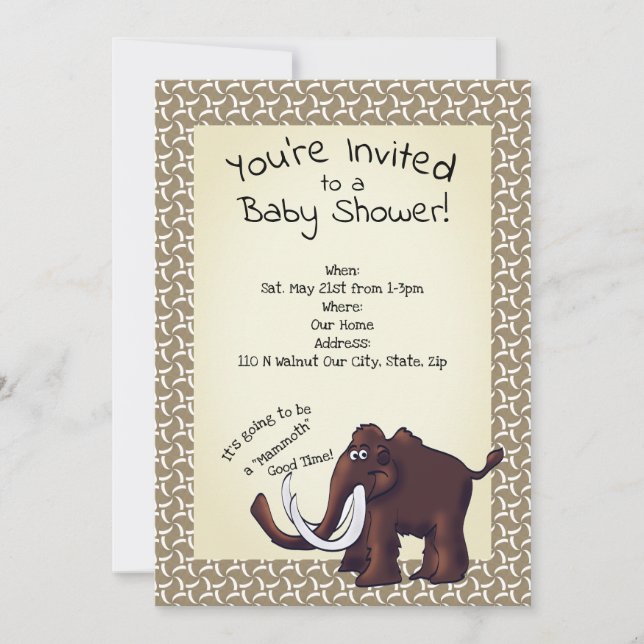Invitación Wooly Mammoth Baby Shower (Anverso)