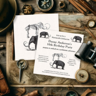 Invitación Wooly Mammoth Good Times Boys fiesta de cumpleaños