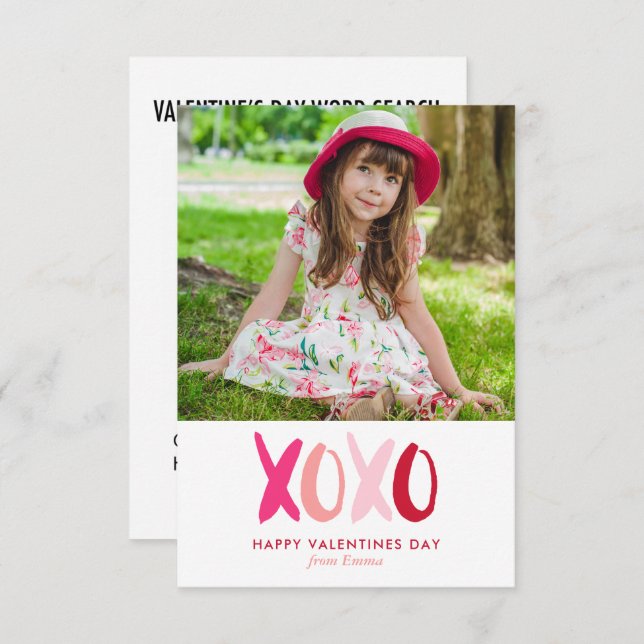 Invitación Word Search Game Photo Classroom Valentines (Anverso / Reverso)