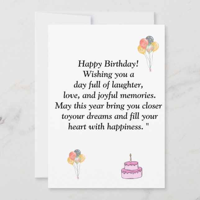 Invitación  Words of congratulations for the happy birthday o (Anverso)