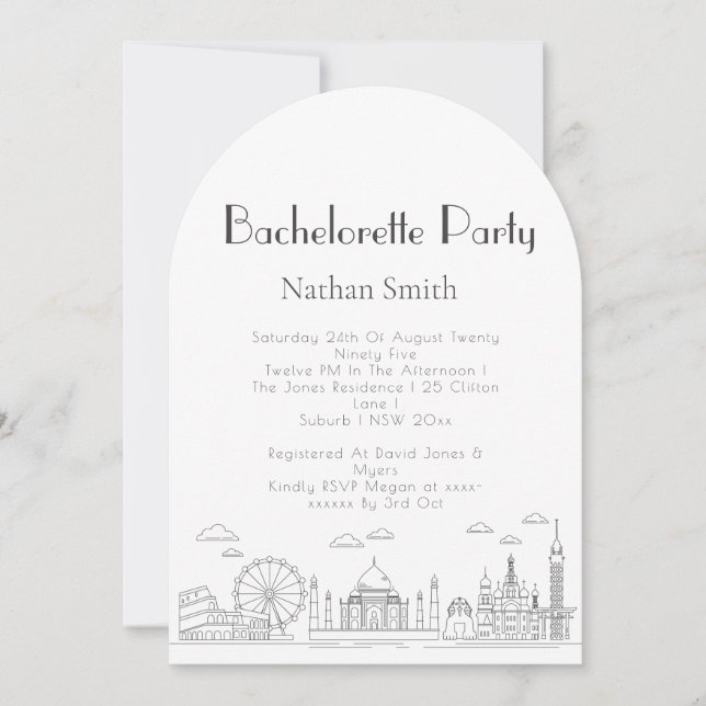 Invitación World Adventure Seven Wonder Typology Boda (Anverso)