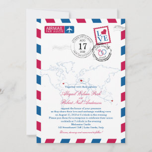 Invitación World Localizaciones Italia Boda Airmail