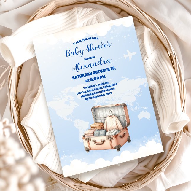 Invitación World Map Adventure espera Baby Shower (Subido por el creador)