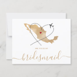 Invitación World Map Gold Serás mi dama de honor México