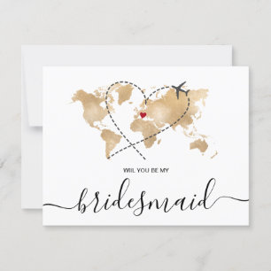 Invitación World Map Gold Serás mi novia