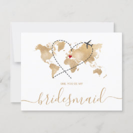 Invitación World Map Gold Serás mi novia