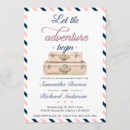 Invitación World Travel Engagement Suitcase Adventure Navy