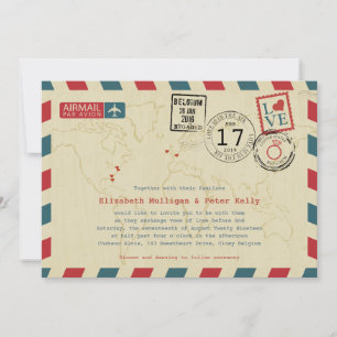 Invitación World Traveller Airmail   Boda