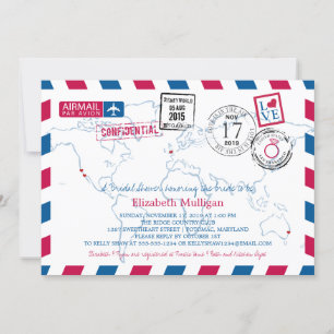 Invitación World Traveller Airmail Bridal Shower